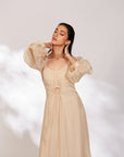 Nyara Dress - Champagne Hand Dip-Dyed Organza Dress