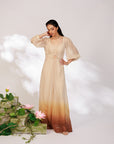 Nyara Dress - Champagne Hand Dip-Dyed Organza Dress