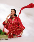 Aria Dress - Radiant Red Mashru Silk Kaftan Dress
