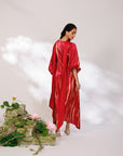 Aria Dress - Radiant Red Mashru Silk Kaftan Dress