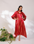 Aria Dress - Radiant Red Mashru Silk Kaftan Dress