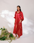 Aria Dress - Radiant Red Mashru Silk Kaftan Dress