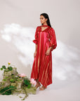 Aria Dress - Radiant Red Mashru Silk Kaftan Dress