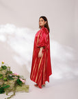 Aria Dress - Radiant Red Mashru Silk Kaftan Dress