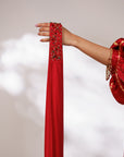 Aria Dress - Radiant Red Mashru Silk Kaftan Dress