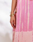 Reya Suit Set - Blush Pink Wine Ombre Tie Up Suit Set with Dupatta