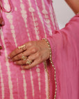 Reya Suit Set - Blush Pink Wine Ombre Tie Up Suit Set with Dupatta