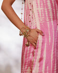 Reya Suit Set - Blush Pink Wine Ombre Tie Up Suit Set with Dupatta