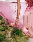 Reya Suit Set - Blush Pink Wine Ombre Tie Up Suit Set with Dupatta