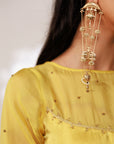 Saiee Suit Set - Golden Green Hand Ombre Mashru Silk Straight Suit Set With Dupatta