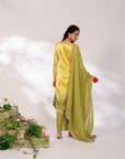 Saiee Suit Set - Golden Green Hand Ombre Mashru Silk Straight Suit Set With Dupatta