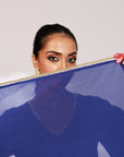 Samara Suit Set - Indigo and Bright Green Mashru Silk Suit Set with Dupatta