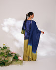 Samara Suit Set - Indigo and Bright Green Mashru Silk Suit Set with Dupatta
