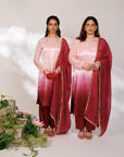 Sana Suit Set - Pink Wine Ombre Mashru Silk Straight Suit Set with Dupatta