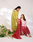 Sana Suit Set - Pink Wine Ombre Mashru Silk Straight Suit Set with Dupatta