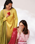 Sana Suit Set - Pink Wine Ombre Mashru Silk Straight Suit Set with Dupatta