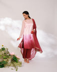 Sana Suit Set - Pink Wine Ombre Mashru Silk Straight Suit Set with Dupatta