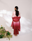 Sana Suit Set - Pink Wine Ombre Mashru Silk Straight Suit Set with Dupatta