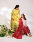 Sana Suit Set - Pink Wine Ombre Mashru Silk Straight Suit Set with Dupatta