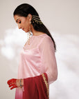 Sana Suit Set - Pink Wine Ombre Mashru Silk Straight Suit Set with Dupatta