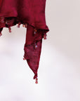 Sora Dress - Red Plum Ombre Draped Golden Silk Skirt Set