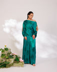 Celina Co-ord Set - Royal Teal Chiffon Silk Drape Sharara Set