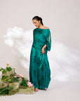 Celina Co-ord Set - Royal Teal Chiffon Silk Drape Sharara Set