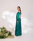 Celina Co-ord Set - Royal Teal Chiffon Silk Drape Sharara Set