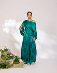 Celina Co-ord Set - Royal Teal Chiffon Silk Drape Sharara Set