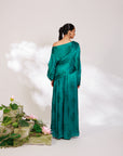 Celina Co-ord Set - Royal Teal Chiffon Silk Drape Sharara Set