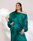 Celina Co-ord Set - Royal Teal Chiffon Silk Drape Sharara Set