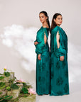 Celina Co-ord Set - Royal Teal Chiffon Silk Drape Sharara Set