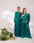 Celina Co-ord Set - Royal Teal Chiffon Silk Drape Sharara Set