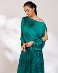 Celina Co-ord Set - Royal Teal Chiffon Silk Drape Sharara Set
