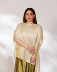 Siara Suit Set - White Green Assymetrical Dhoti Set