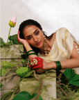 Siara Suit Set - White Green Assymetrical Dhoti Set