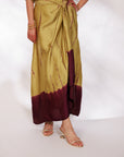 Sanjh Skirt Set - Olive Green Sheer Top and Draped Skirt Set