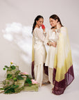 Anar Suit Set - White Pharsi Mashru Silk Suit Set with Embroidered Cuff And Dupatta