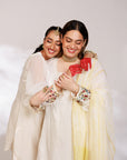 Anar Suit Set - White Pharsi Mashru Silk Suit Set with Embroidered Cuff And Dupatta