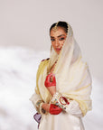 Anar Suit Set - White Pharsi Mashru Silk Suit Set with Embroidered Cuff And Dupatta