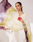 Anar Suit Set - White Pharsi Mashru Silk Suit Set with Embroidered Cuff And Dupatta