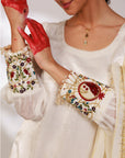 Anar Suit Set - White Pharsi Mashru Silk Suit Set with Embroidered Cuff And Dupatta