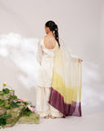 Anar Suit Set - White Pharsi Mashru Silk Suit Set with Embroidered Cuff And Dupatta