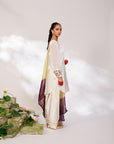 Anar Suit Set - White Pharsi Mashru Silk Suit Set with Embroidered Cuff And Dupatta