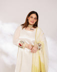 Anar Suit Set - White Pharsi Mashru Silk Suit Set with Embroidered Cuff And Dupatta