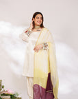 Anar Suit Set - White Pharsi Mashru Silk Suit Set with Embroidered Cuff And Dupatta