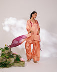 Mysha Suit Set - Salmon Plum Golden Silk Salwar Suit Set with Dupatta