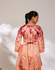 Mysha Suit Set - Salmon Plum Golden Silk Salwar Suit Set with Dupatta