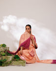 Mysha Suit Set - Salmon Plum Golden Silk Salwar Suit Set with Dupatta