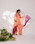 Mysha Suit Set - Salmon Plum Golden Silk Salwar Suit Set with Dupatta